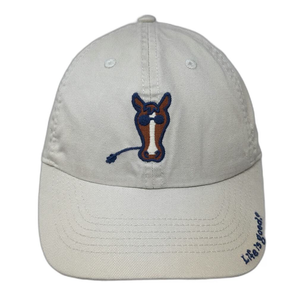 Life is Good Baseball Cap Beige One Size Horse Sunglasses Slideback Strap Hat